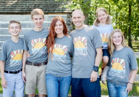 Family / group tees example — Mighty Hills family matching design